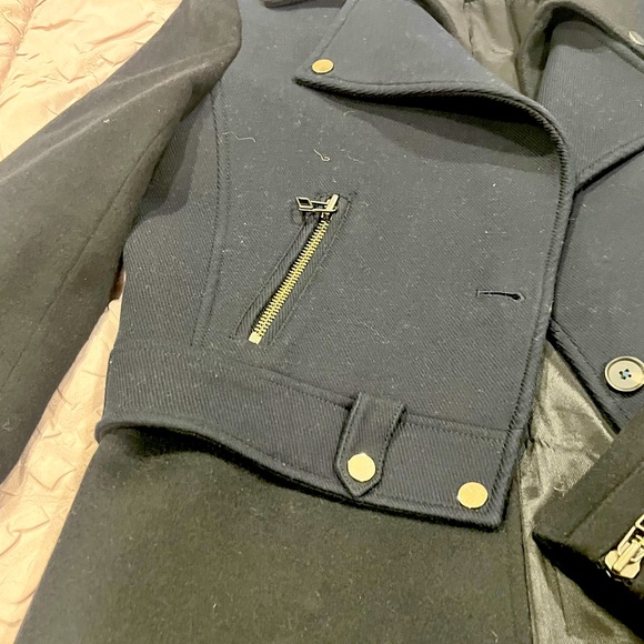 Veronica Beard Wool Trench coat with motorcycle and zipper detail sz 8 EUC - Picture 3 of 9